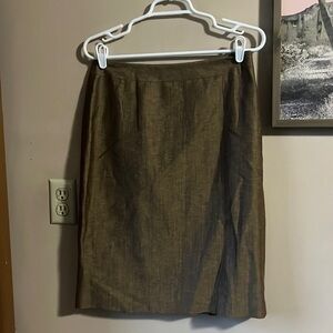 Lafayette 148 Classic Bronze Wool Blend Pencil Skirt Size 6 Preppy